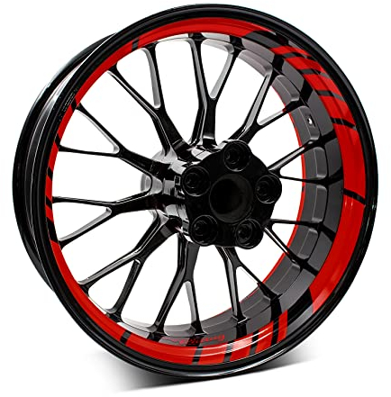 18-teiliges Set Felgenrandaufkleber Sticker für Motorrad Auto Felgen Design Komplett Set Felgenaufkleber für 15 16 17 18 19 Zoll MR020 (07 Karminrot)