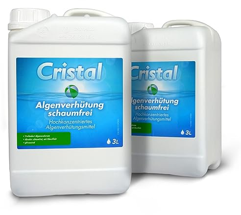 Cristal Algenverhütung SCHAUMFREI - Verhindert Algenwachstum im Poolwasser und hilft Trübstoffe zu entfernen - Geeignet für alle Pools & Schwimmbäder von 1000 bis 80000 Liter - pH-neutral (6 Liter)