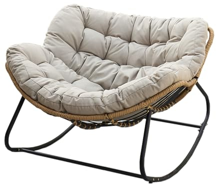 BAYTEWJX Relax Liegestuhl Modern Schaukelsessel Freizeitstuhl Sessel Garten Schaukelstuhl mit Gepolstert Bequemer Beistellstuhl für Wohnzimmer Schlafzimmer Balkon Terrasse Garten.