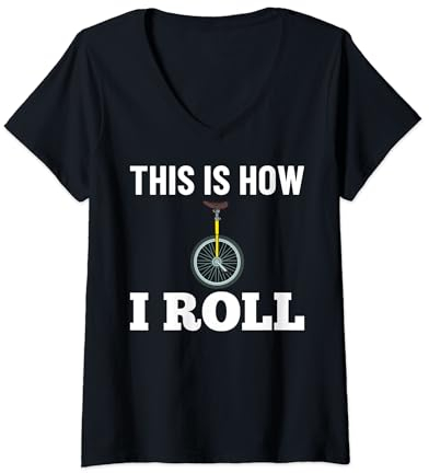 Einrad Fahrrad Lustiges Training Lernen Radfahren T-Shirt mit V-Ausschnitt