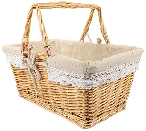 MAGICLULU Picnic Woven Portatile Rattan Organizzatore Country per e Alimenti per Escursioni e all capacità