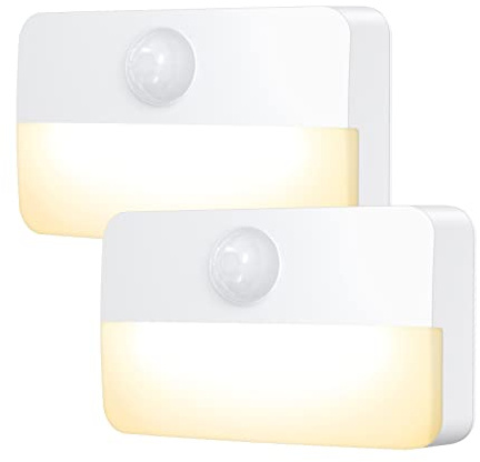 Ankilo Veilleuses LED 2 pièces détecteur de mouvement Blanc chaud ABS, minimaliste, 0,4 W, piles, mural, intérieur