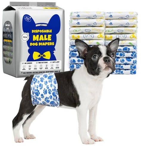 Dono Hundblöjor Hane, Engångs Hundblöjor för Hanar 60 st, Ultraabsorberande Hundblöjor, Snabbtorkande Läckagesäkra Valpblöjor, Fuktindikator Uppspelt Urinering Inkontinens, Liten