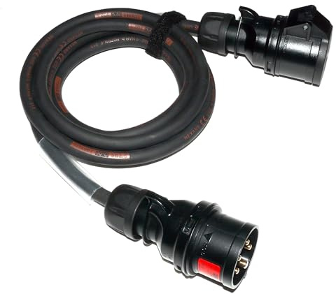 CEE Starkstromkabel (1,5m-50m) 16A Verlängerungskabel Titanex H07RN-F 5x2,5mm² mit schwarzem PCE Shark Stecker und Kupplung, Event-Line von Event-Kabel&more (15 Meter)
