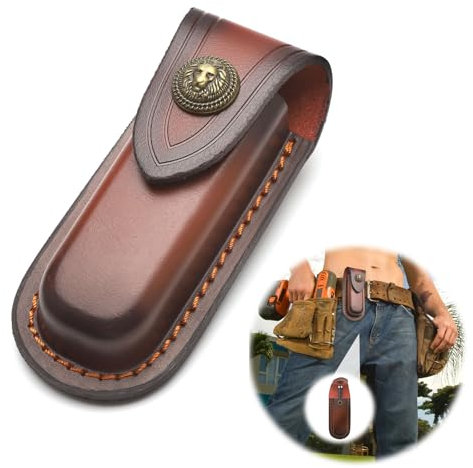 TNSLAND 1 Pcs Etui Couteau Cuir Étui pour Couteau Housse pour Couteau Pochette Ceinture, Gaine de Couteau Étui, Couteaux de Poche Marron, Sac à Couteau pour Ceinture pour (sans Couteau)