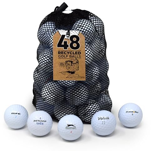 Second Chance Golf Lakeballs, 48 Pelotas de Golf de Distancia Mixtas, recicladas de Grado A, Color Blanco, Pelotas de Golf usadas para Todos los golfistas