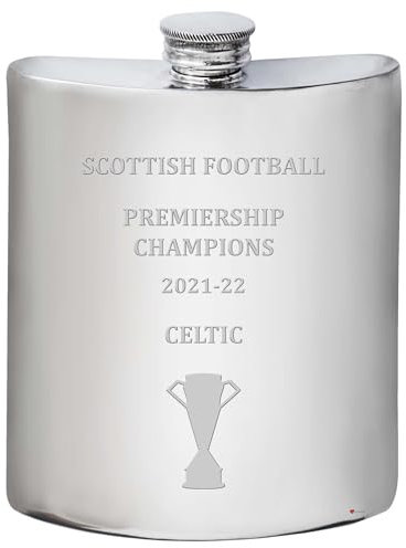 I LUV LTD 6oz Flasque pour Glasgow CELTIC 2021-22 Champions de la Premiership Écossaise Souvenirs de Football Cadeaux Personnalisés en Étain pour Hommes