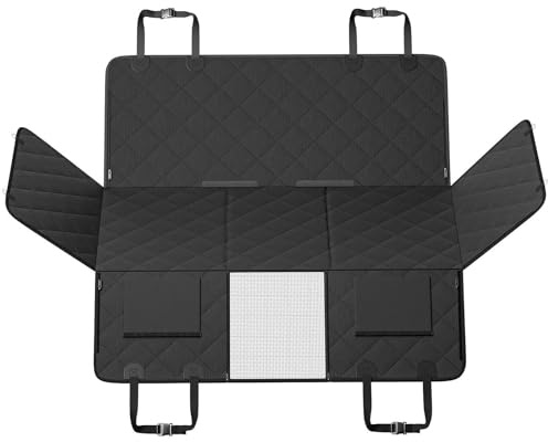 VEVOR Ryggsätesförlängare, hundhängmatta bilsätesskydd med hård botten – 134 cm x 63 cm, stöder 158 kg med nätfönster och förvaringsficka för bil, SUV, lastbil