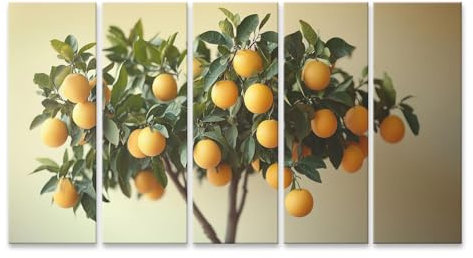 islandburner Bild auf Leinwand Orangenbaum mit prallen, Hellen Früchten - Ideal für Gartenliebhaber oder für die Küche Bilder Wandbilder Poster