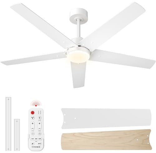 VIVOHOME Ventilatori da Soffitto con Luci 132CM Basso Profilo con Luce e Telecomando Incasso per Camera da Letto Soggiorno Garage 6+1 Velocità 3CCT Timer Dimmerabile Silenzioso Reversibile