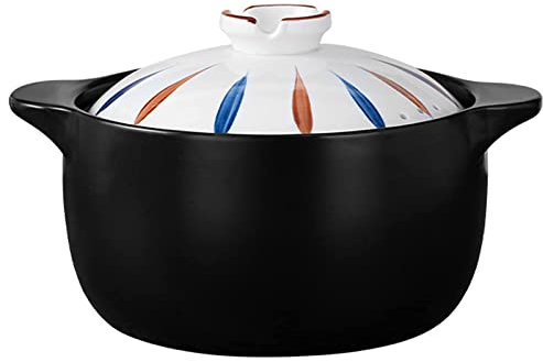 Pentola in ceramica Casseruola in ceramica, pentola da cucina in gres con coperchio colorato, pentola rotonda antiaderente in terracotta, pentola per brodo, padella per stufati, B, 3,3 l, pentole
