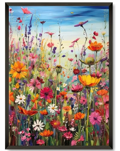 77iiAii Malen nach Zahlen Erwachsene, DIY Handgemalt Ölgemälde Kit Paint by Numbers Adult Mit 3 - Pinseln und Acrylfarbe knitterfreie leinwand Kit - 40 X 50 CM (Schwarzer Rahmen)