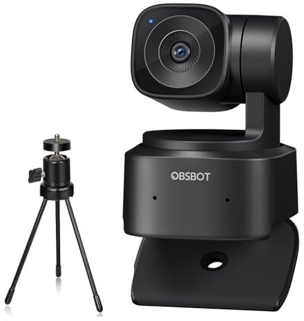 OBSBOT Tiny SE Webcam for PC, Full HD 1080P 100FPS USB Web Cam with AI Tracking, Microphone, Tripod, Staggered HDR, Dual ISO, Plug&Play Streaming Camera for Laptop/Desktop, Video Calling, Conferencing