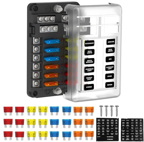 UCkasayfy 12 Fach KFZ Sicherungshalter 12v Sicherungskasten Flachsicherung ATC/ATO 24 Sicherungen fuse holder mit LED-Anzeige für car auto, boat, camper, caravan