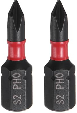 sourcing map 2pcs PH0 Phillips Screwdriver Bit 1/4 Hex Shank 25mm/1 Length Magnetic Cross Head Hex Bits S2 Steel Screw Driver Bit Industrial Grade Electric Drill Bits