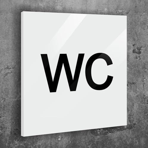 WC Schild Weiß Matt Selbstklebend UV Druck 12 x 12cm - 3mm Aluverbund - Made in Germany Art.Nr. W 2003