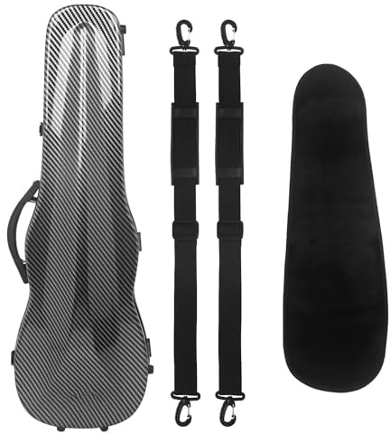 4/4 Violinkoffer Kohlefaser-Hartschale Superleichte Dreieckige Box Mit Hygrometer-Tragekoffer Violinbox Professioneller Geigenkoffer(Carbon)