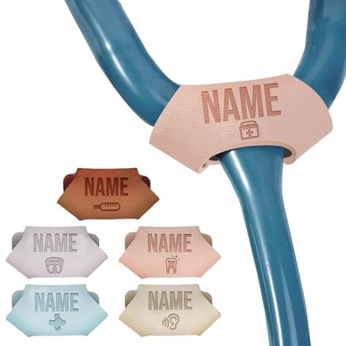 Personalisierter Stethoskop Namensschilder, Leder Stethoskop Name Etikett | Personalisierte Namensschild Leder für Stethoskop, Stethoskop Zubehör, Geschenke für Krankenschwestern, Medizinischer
