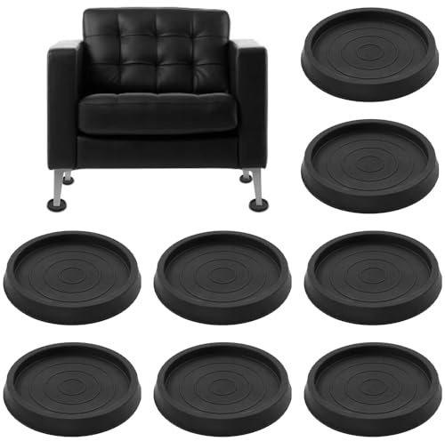 8 Pack Furniture Caster Cups, Non-Slip Silicone Floor Protectors for All Floors, Anti-Scratch Anti-Slide Pads for Chair, Table & Sofa Wheels (Black)