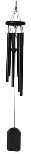 76,2 cm großes Windspiel mit 6 Röhren mit tiefen Kapellenglockentönen für den Außenbereich, Garten und Heimdekoration (schwarz)