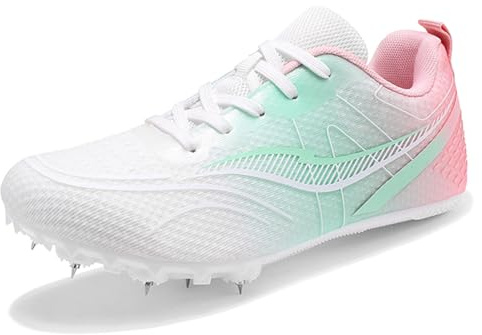 sekiueo Leichtathletikschuhe Für Damen Atmungsaktiv Für Bahnrennen Springturnschuhe Sprint-Spikes Sportschuhe,Grün,40 EU