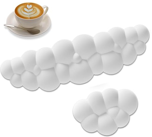 Handballenauflage Tastatur,Dancepandas Wolke Handballenauflage Tastatur,Cloud Handballenauflage Tastatur Maus Set,mit PU Leder Memory Schaum und Rutschfeste Unterseite,Weiß