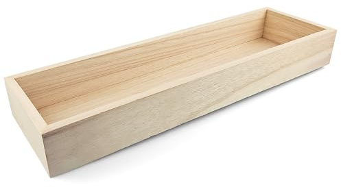 Netuno 1 vassoio rettangolare in legno naturale 12 x 40 x 5 cm Organizer Multifunzionale per Casa Cucina Bagno Ufficio Vassoio Decorativo Ecologico moderno Porta Oggetti Gioielli Cosmetici Candele