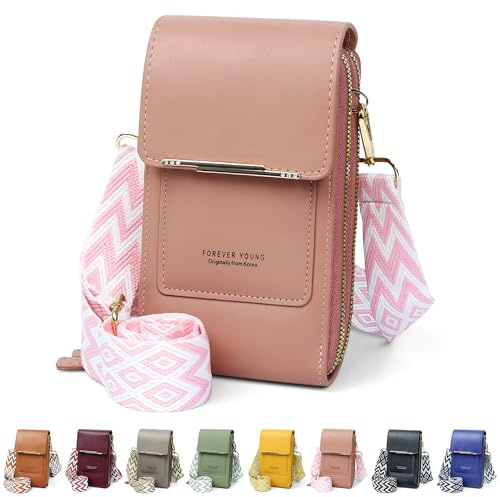 DBPBToU Handytasche zum Umhängen Damen PU Leder | Kleine Umhängetasche Damen, Umhängetasche Damen Klein mit Breitem Verstellbarem Gurt