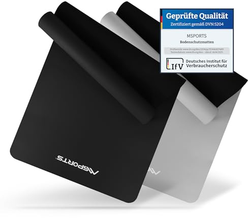 MSPORTS Bodenschutzmatte Premium für Fitnessgeräte - wiederstandsfähige Unterlage für Crosstrainer, Hometrainer & Laufband – Trainingsmatte für Gym, Yoga & Pilates