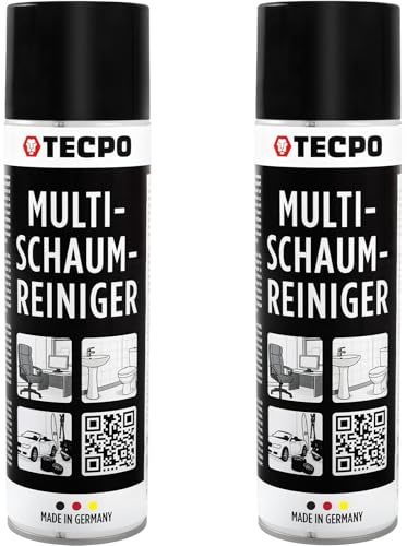 TECPO 2 X Multi Schiuma Cleaner, 500 ml, detergente per interni, plastica, dischi, tappezzeria, vetro, metallo detergente attivo