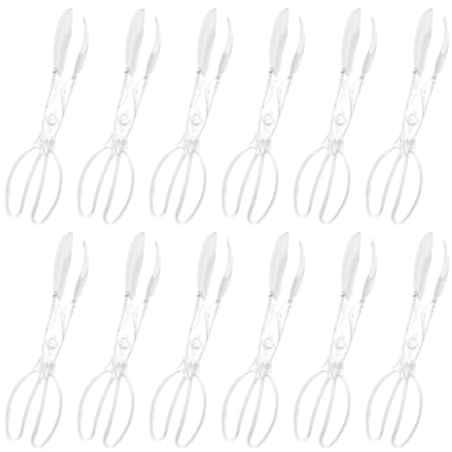 Lot de 12 pinces en plastique pour servir la salade - Style ciseaux - Pour fête, buffets et rassemblements