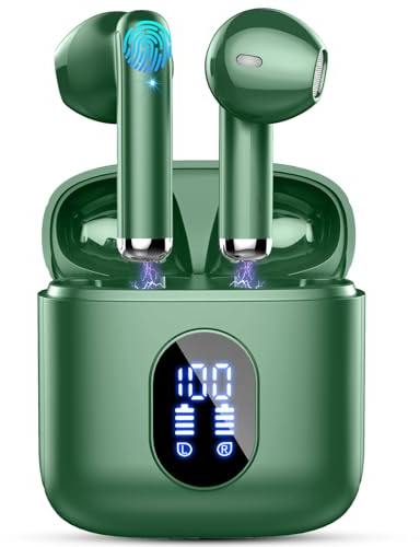 Auriculares Inalambricos Bluetooth, HiFi Estéreo Auriculares Bluetooth 5.4, 32H Cascos Inalambricos Bluetooth con 4 ENC Reducción de Ruido/Pantalla LED/USB-C/Control Táctil/IP7 Impermeable Auriculares