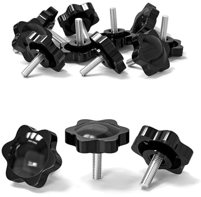 10 Pcs M5 Screws, M5 x 16mm Thread Star Knobs | Thumb Screws, Plastic Hex Shaped Clamping Knob Handle Hand Tightening Screw Knob for Umbrella Base Replacement