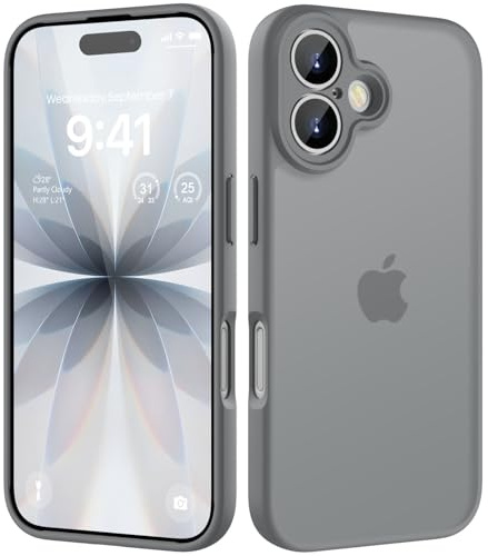 HGH für iPhone 17 Hülle, Vollständiger Kameraschutz Stoßfest Kratzfest Anti-Fingerabdruck Transluzente Rückseite Matt Handyhülle für iPhone 17 Case 6,3 Zoll, Titan Grau