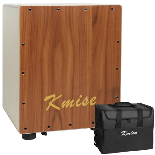 Kmise Portable Cajon Drum Box, 11.8×12.2×14.5 Adjustable Snare Cajons Drums, Solid Acacia & Birch Wood, Percussion Instrument Gift for Adults Kids, With Carry Bag,for Home Live Performance Practice