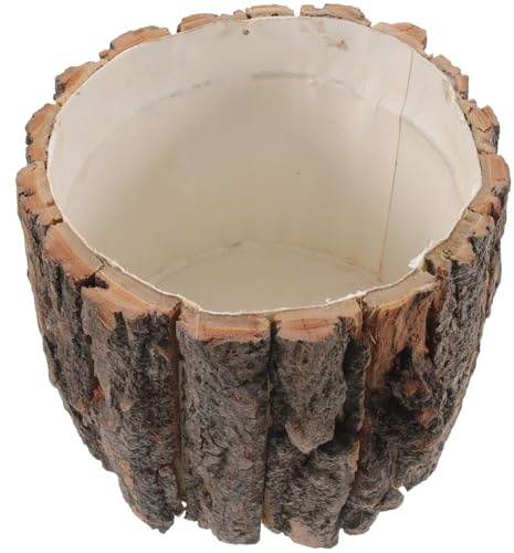 Hohopeti Blumentopf Aus Holzrinde Rustikaler Pflanzkübel Aus Baumstumpf Dekorativer Blumentopf Für Zuhause Blumenladen Garten Tisch Regal Und Kamin 6.69X6.69X5.91In