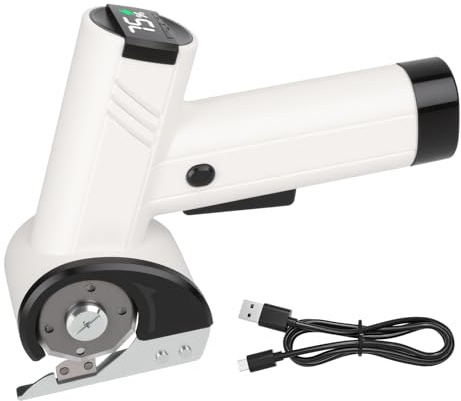 Cortador de cartón, tijeras eléctricas inalámbricas, cortador universal, luz LED, 4 velocidades, para papel, cartón, alfombras, cuero, fieltro, plástico