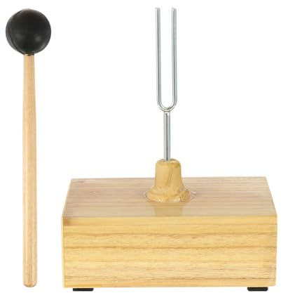 512hz Stimmgabel im Koffer für Schallmessung und Akustik | 1 Satz mit Schlägel und Resonanzbox, Holz Stahl Gummi, für Schüler und Lehrer, Beige