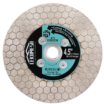 LEKOMESH Disque diamanté 115 mm – Disque carrelage 115 mm double face pour carrelage 115 grès cérame 115 mm Disque flexible 115 pour carrelage, ponçage et coupe, M14, céramique, marbre, granit