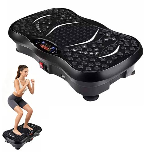 Vibration Plate Exercise Machine with 5 Auto Programmes & 120 Speed Levels, Fitness Platform with Bluetooth, 2 Resistance Bands, Max Load 150kg, Home Workout Equipment for Body Toning