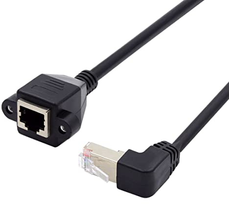 chenyang RJ45 Kabel,8P8C FTP STP UTP Cat6 Stecker auf Buchse LAN Ethernet Netzwerk Verlängerungskabel 90 Grad nach oben gewinkelt mit Panel Mount Löchern