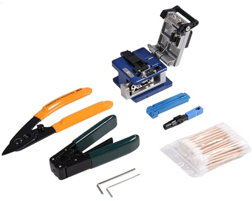 Kit Outils FTTH avec Couperet de Fibre FC-6S Outils de Dénudage de Fibres Optiques pour Installation et Maintenance de Réseau de Fibres Optiques, avec Décapant Fibre Optique CFS-3
