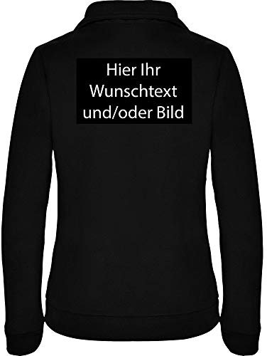 LOCO Personalisierte Damen Fleece Jacke Jacket Pullover Full Zip mit Ihr Wunschtext und/oder Bild L34W (schwarz, XL)