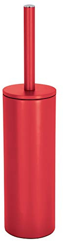 Scopino per WC Spirella con Supporto in Acciaio, Akira, Testina Intercambiabile e Supporto in Acciaio Massiccio con Contenitore igienico, scopino WC Chiuso, Rosso Opaco, 40 x 9,5 x 9,5 cm