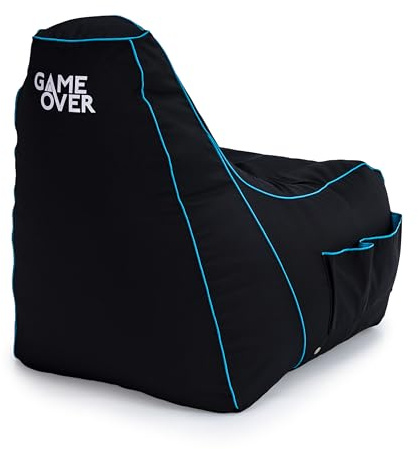 Game Over 8-Bit Kids Children Mini Video Gaming Bean Bag Chair | Indoor Living Play Room | Side Pockets for Controllers | Headset Holder | Ergonomic Design for the Dedicated Young Gamer (Lich Blade)