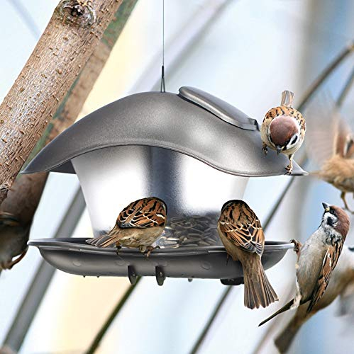 rg-vertrieb Vogelhaus Vogelfutterhaus Kunststoff Futterhaus Futterstelle Futterstation Oval 25cm x 18cm zum Aufhängen und Stecken