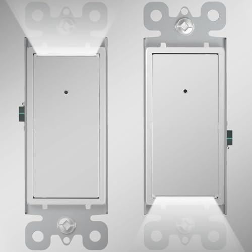SOZULAMP 3 Way Light Switch with Night Light-Easy to Install-No Neutral Required,Illuminated Three Way Switch with Light Sensor,15 Amp 110V,Residential Grade(2Pack,Dayligh LED)