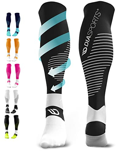 RUNSTARS Kompressionssocken für Sport, Laufen, Marathon und Triathlon I Premium Laufsocken mit gleichmäßiger Kompression und verstärkter Ferse I Kompressionsstrümpfe Herren & Damen