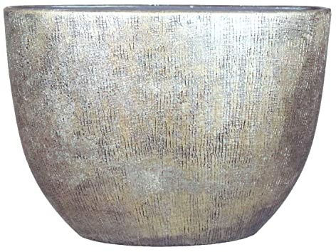 INNA-Glas Oval ceramic pot with texture, gold, 50x20x36 cm - Planter