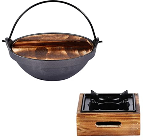 Holibanna Sukiyaki Olla Hierro Olla de Hierro cazuela Olla Caliente Individual Olla de Camping Sartén Antiadherente Olla para Acampar al Aire Libre Olla Caliente de Estilo japonés Coreano